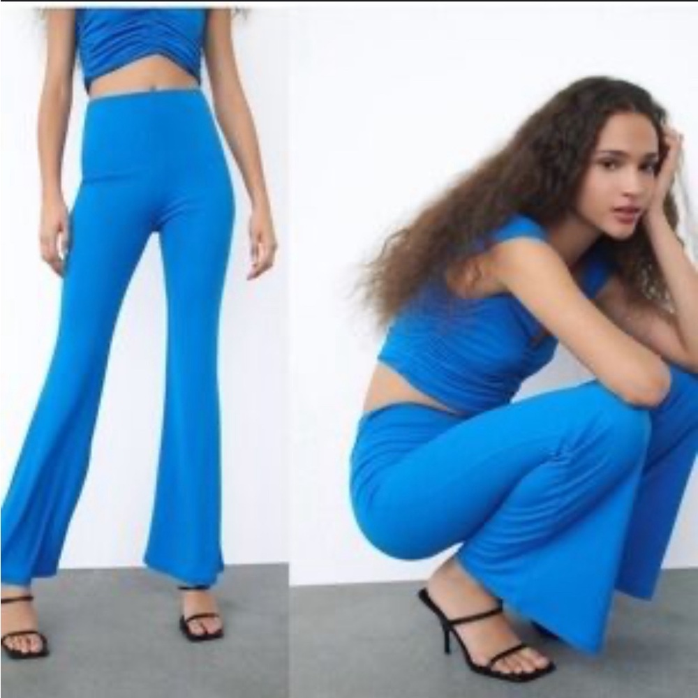ZARA Blue Flared Women's Pants Size Medium